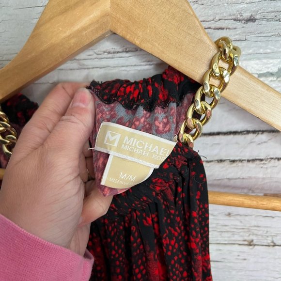 Michael Kors blouse tank top red black gold size medium chain - Picture 4 of 7